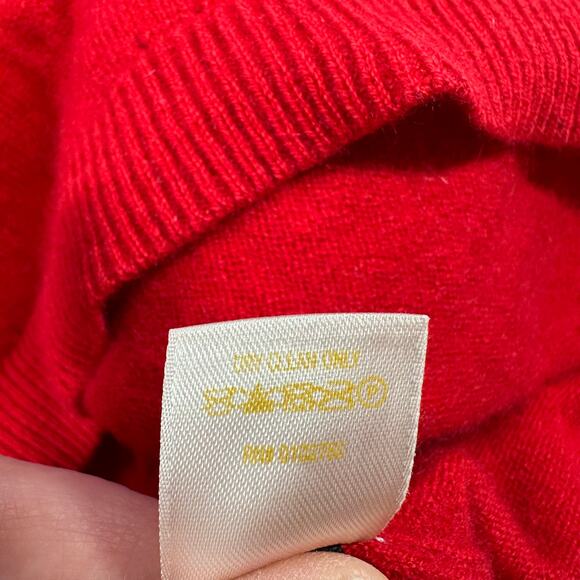 Kate Spade Sweater Womens Medium Red Bow 3/4 Sleeve Wool Cashmere Crew Fitted - Picture 5 of 9